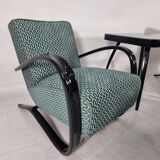 H 269 Lounge Chairs, table and poufs by Jindřich Halabala for Up Zavody, 1940s, Set of 5