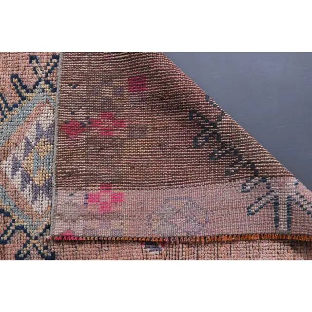 Vintage Turkish Oushak Handmade Wool Cotton Purple Runner Rug 89x375