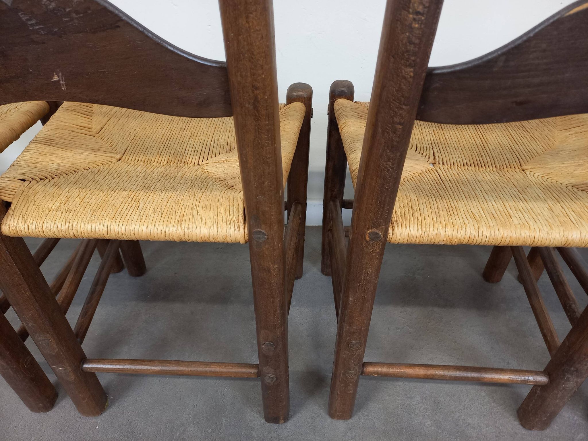 Straw brutalist chairs, set of 4