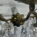 Paire d’appliques 3 lumières bronze et cristal
