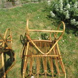 Pair vintage rattan armchairs