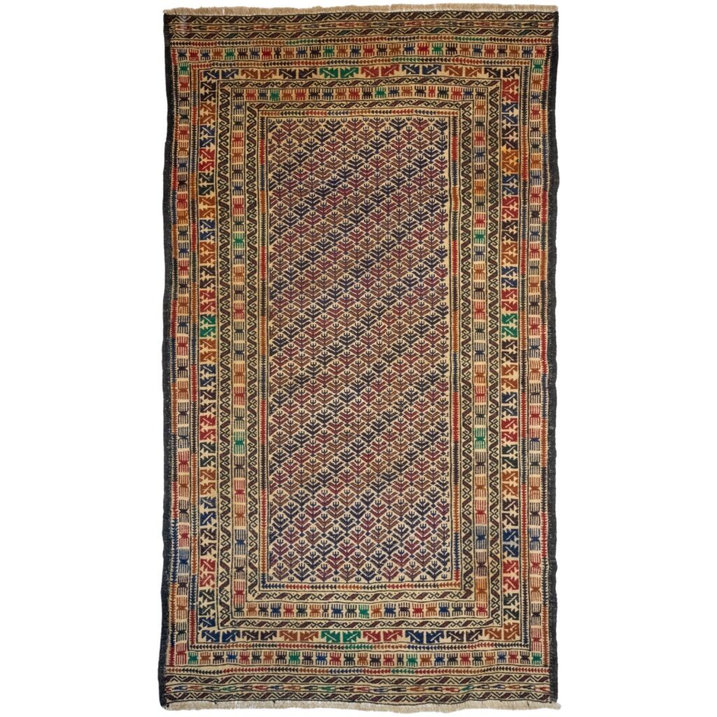 Ethnic Afghan kilim in handmade wool 200x118 cm