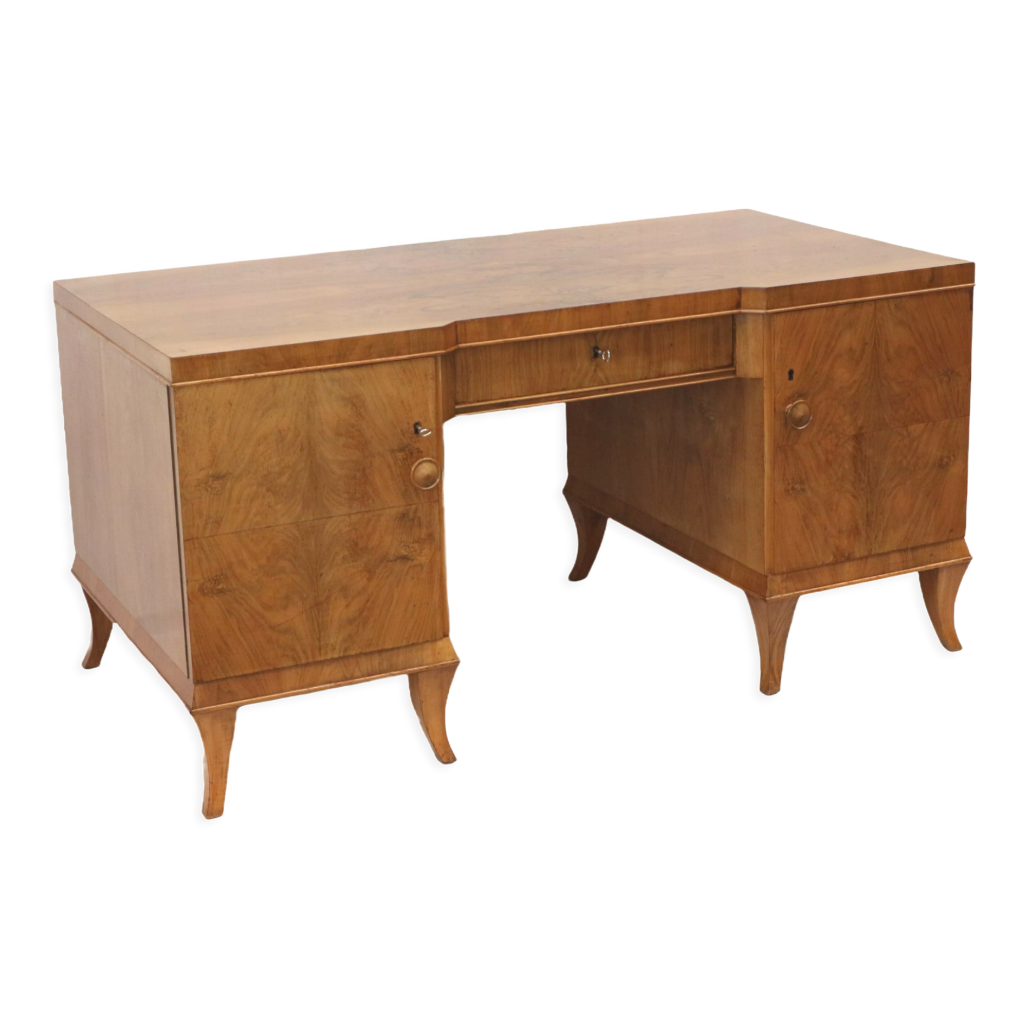 Vintage walnut desk made in the 1950s