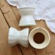 3 mismatched vintage diabolo egg cups in earthenware