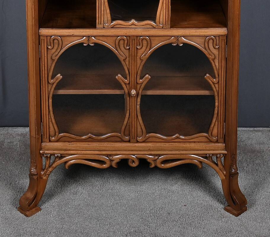 Rare Art Nouveau Light Walnut Display Cabinet – D