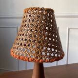 Small wooden and cane lamp