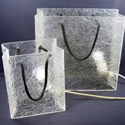 Lucite shopping bag lamps mid-century, set of 2