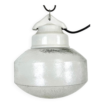 Vintage white porcelain pendant light, 1970s