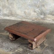 Tabouret d'appoint en teck upcyclé, chromie rouge