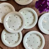 10 assiettes à dessert Salins vintage verts pâles et dorées