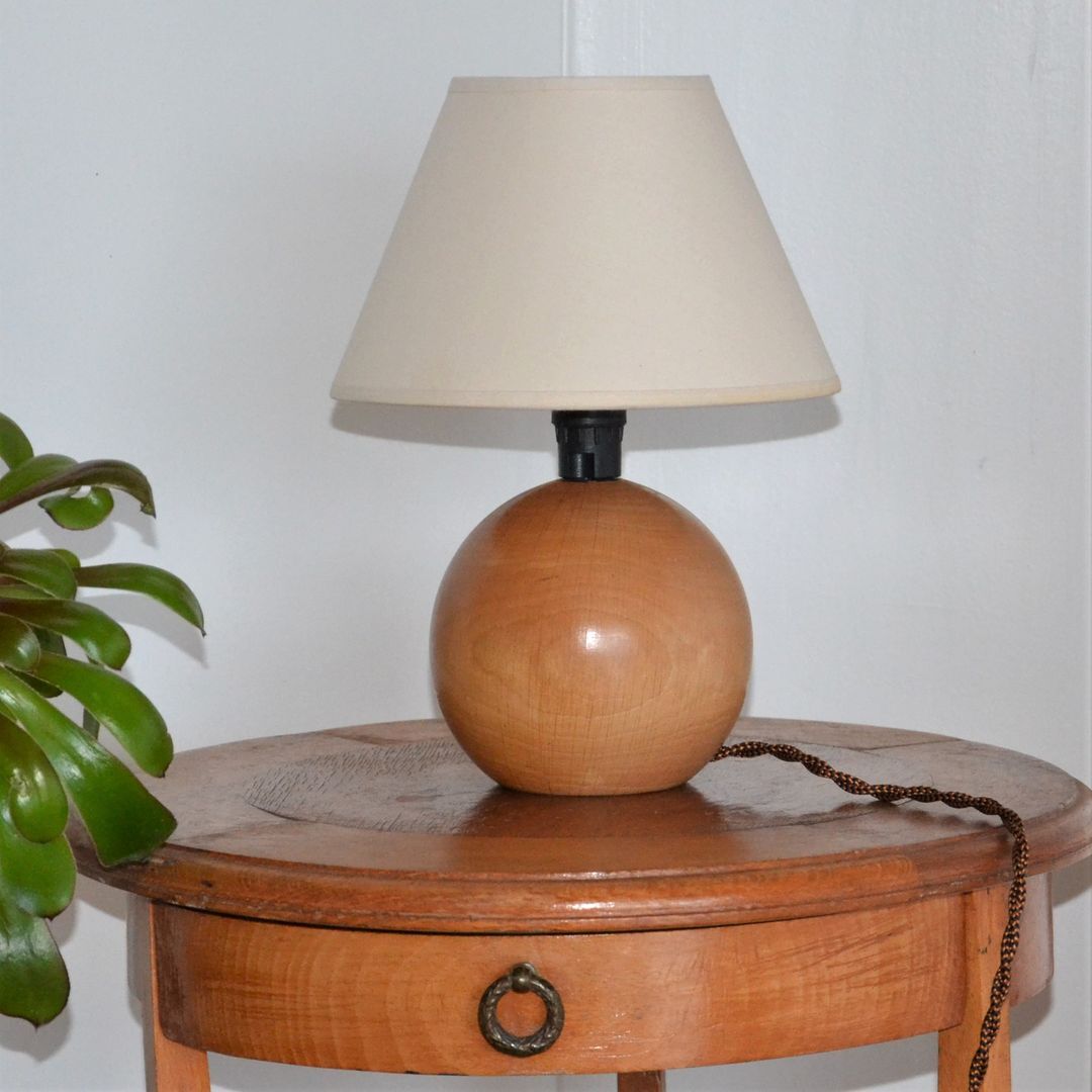 Table lamp, wooden ball foot