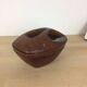 Vintage brown ceramic and leather tobacco pot