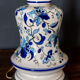 Blue and white ceramic lamp Floral decoration XXth Velvet lampshade