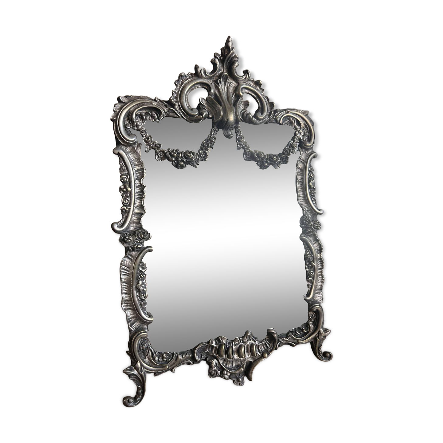 Large silvered bronze table mirror – 19th century – Louis XVI style