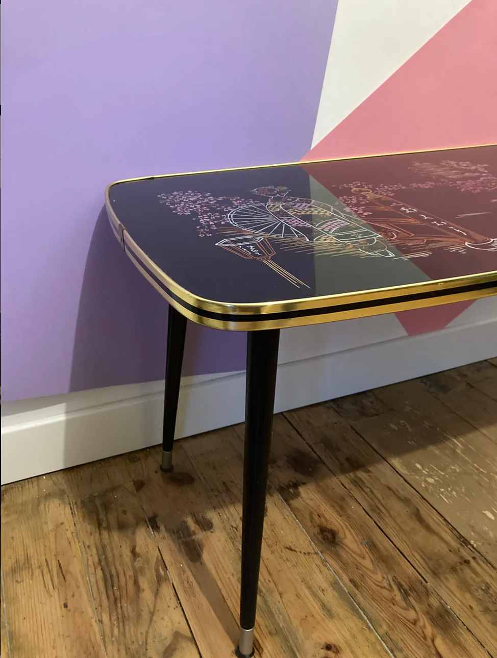 Scandinavian formica low table décor Japanese feet compass 60s-RETRO-VINTAGE