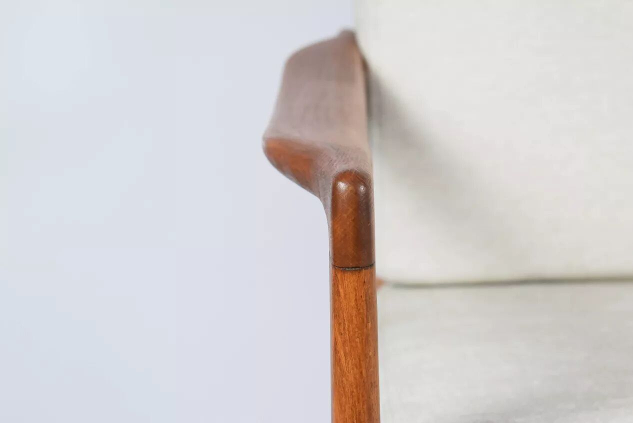 Fauteuil scandinave original Baczyk, années 1960, rénovation, teck.