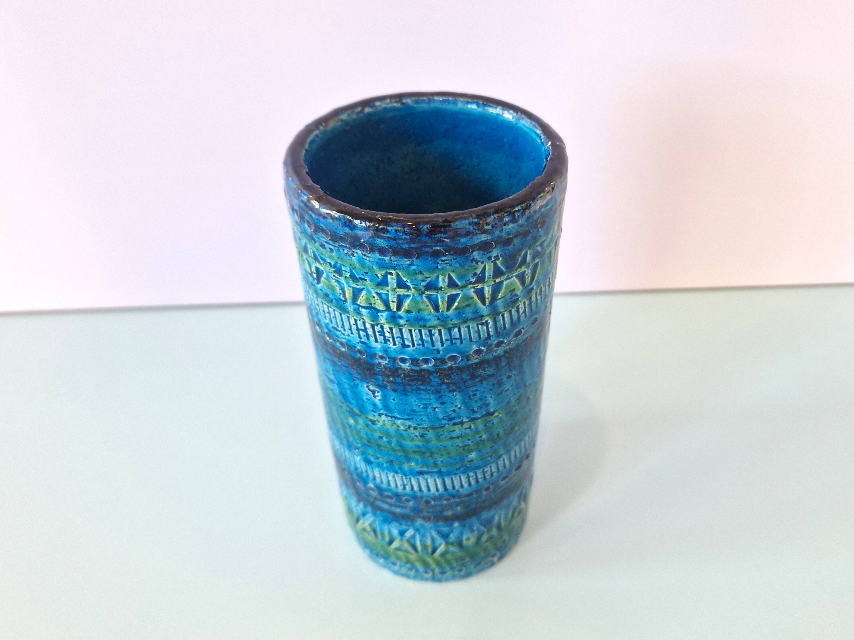 'Rimini Blu' series ceramic vase by Aldo Londi for Bitossi, Italy 1960's