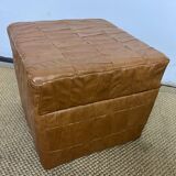 Vintage Sede leather pouf with chest