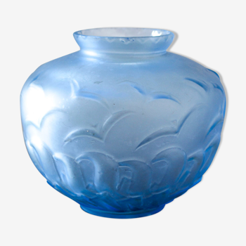 Molded glass vase marine décor 50s