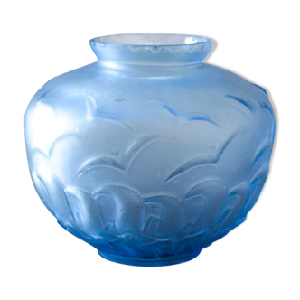 Molded glass vase marine décor 50s