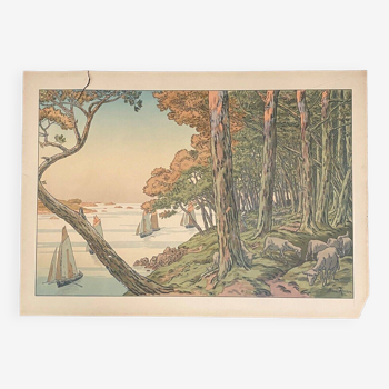 Lithograph by Henri Rivière Summer Evening - Aspects of Nature