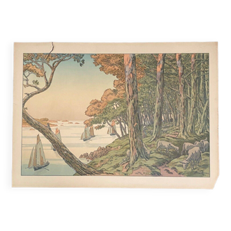 Lithograph by Henri Rivière Summer Evening - Aspects of Nature