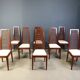 Ensemble de 8 chaises de salle à manger italiennes à dossier haut, années 1980
