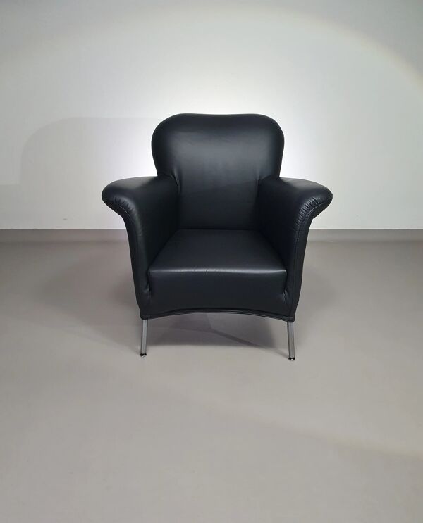 3 x fauteuil rare / modèle Turn / cuir noir / Bert Plantagie en parfait état.