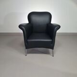 3 x rare armchair / model Turn / black leather / Bert Plantagie in mint condition.