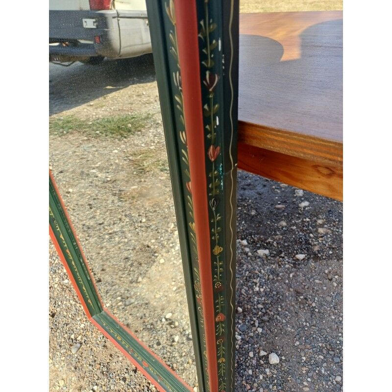 Painted wooden mirror with Savoyard decor