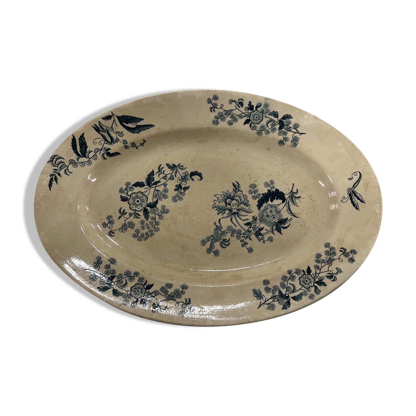 Plat ovale en porcelaine longwy signé yeho