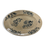 Plat ovale en porcelaine longwy signé yeho
