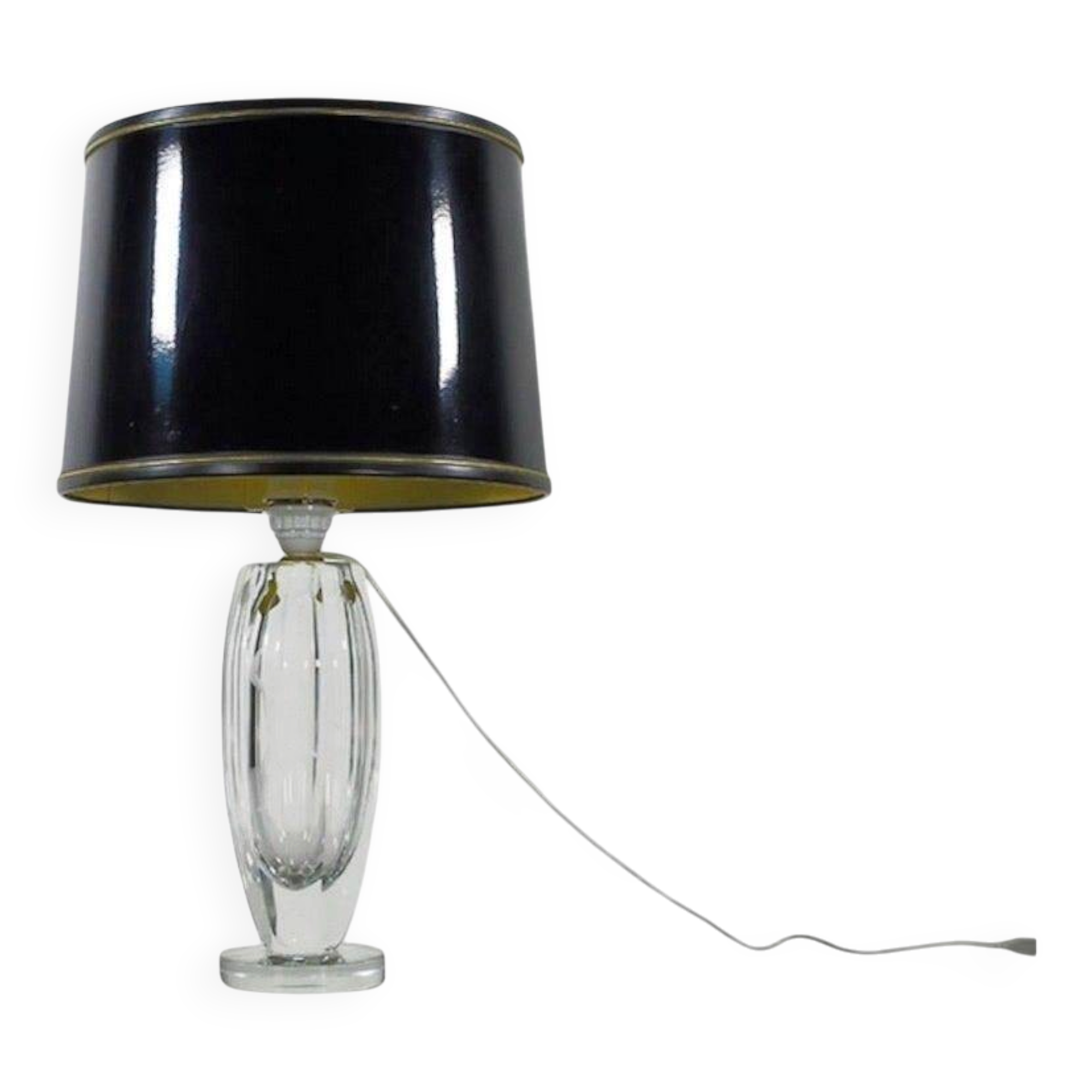 Elis Bergh for Kosta Sweden engraved crystal table lamp