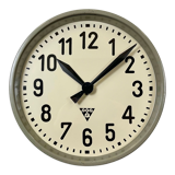 Grey Industrial Factory Wall Clock from Pragotron, 1950s