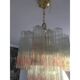 Pair of Murano Style Glass Vanished Pink Tronchi Venini Style Chandeliers