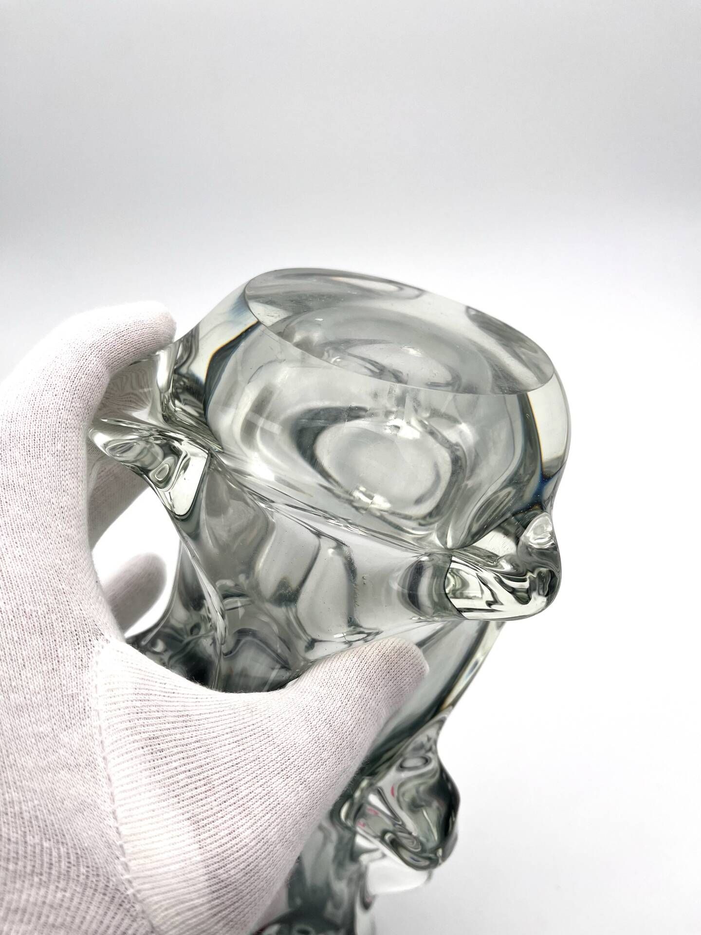 Large Murano Vase Smoked Glass Sculptural 31.5cm 3.1kg