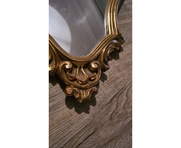 Old gilded vintage rococo mirror, 53x28 cm | Selency
