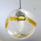 1970s teak, chrome metal and glass 3-globe pendant chandelier