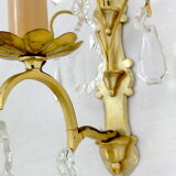 Set of 4 gilt bronze wall lights, crystal papillae