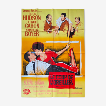 Affiche cinéma "Le Coup de l'Oreiller" Rock Hudson, Leslie Caron 120x160cm 1965