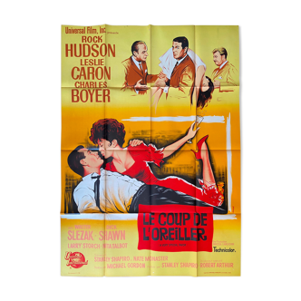 Affiche cinéma "Le Coup de l'Oreiller" Rock Hudson, Leslie Caron 120x160cm 1965