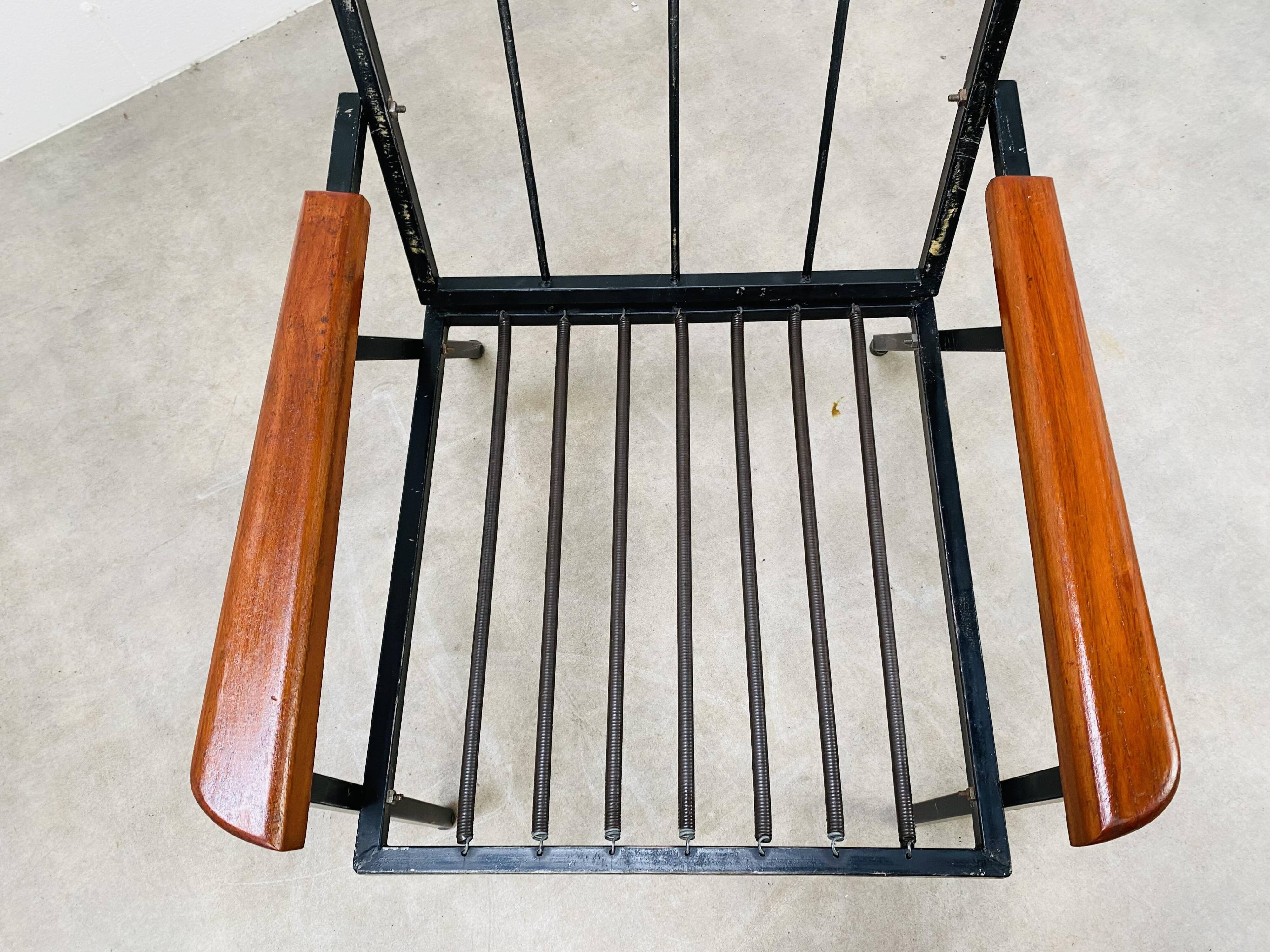 Armchair 50s metal and wood