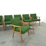 Set of 6 groene eetkamerstoelen met beukenhout