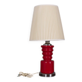 VINTAGE 1970S RED CERAMIC TABLE LAMP, ITALIAN DESIGN