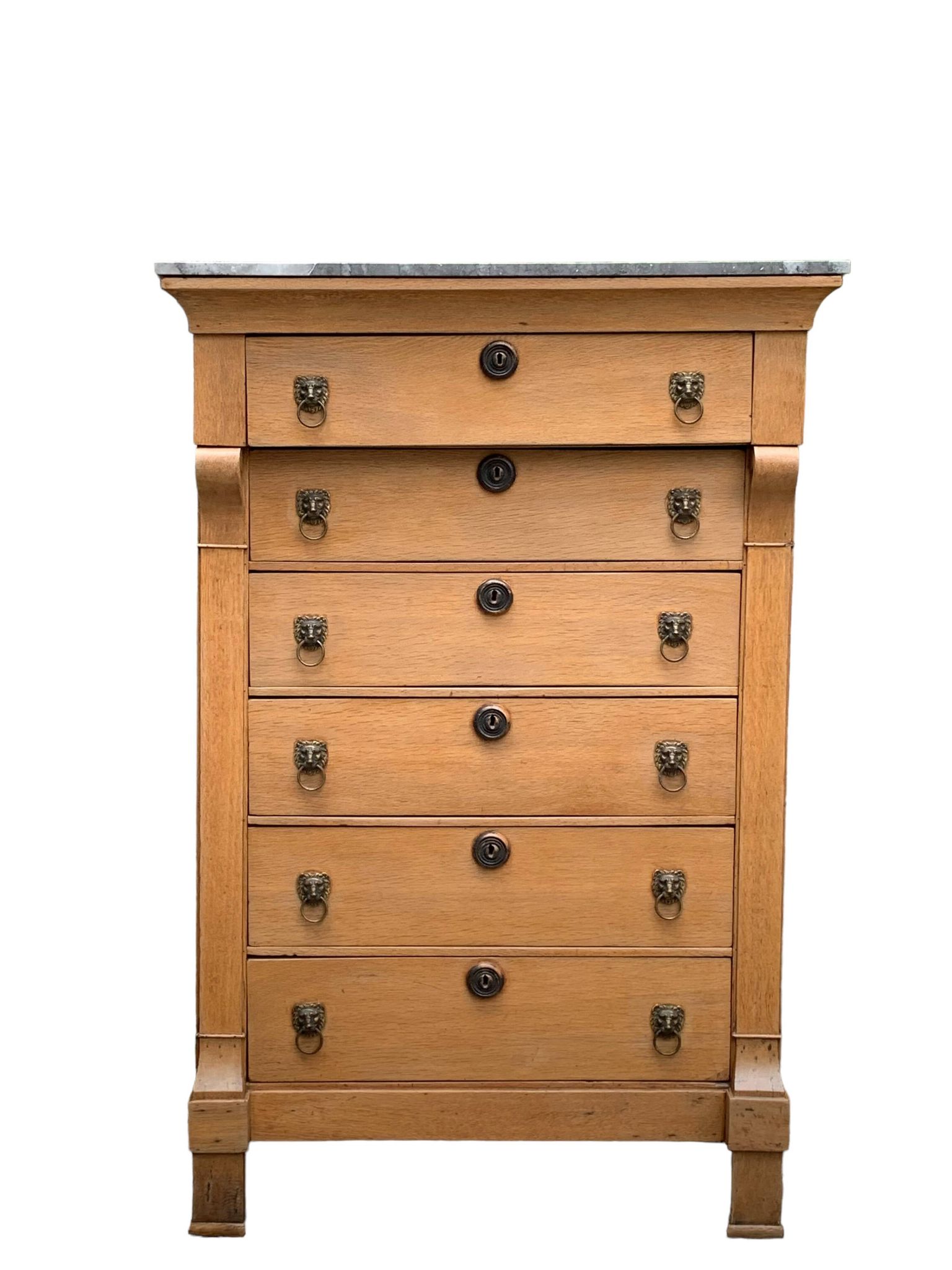 High Empire chest of drawers in solid raw oak