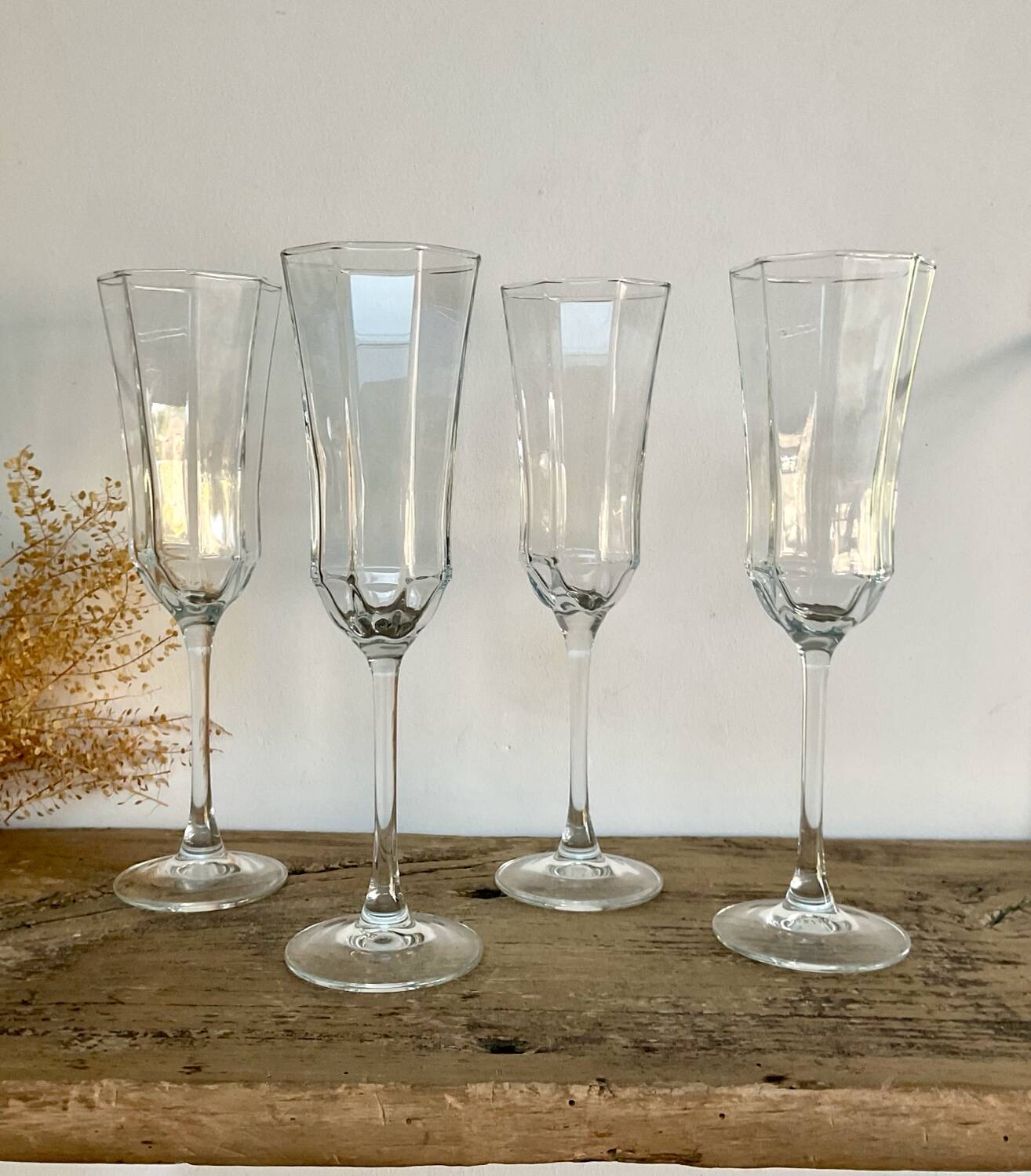 4 flûtes à champagne «octime » LUMINARC France vintage 