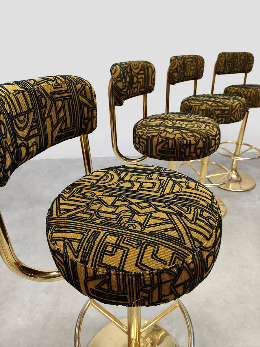 Vintage Swedish design Cobra barstools Borje Johanson ‘Art Deco print’