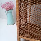 Tall rattan shelf