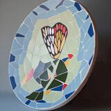Original plate decorated with colored ceramic with the Catalan modernist trencadís technique