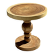 Coffee table in solid suar with central leg and spheres H56.5 D55.5